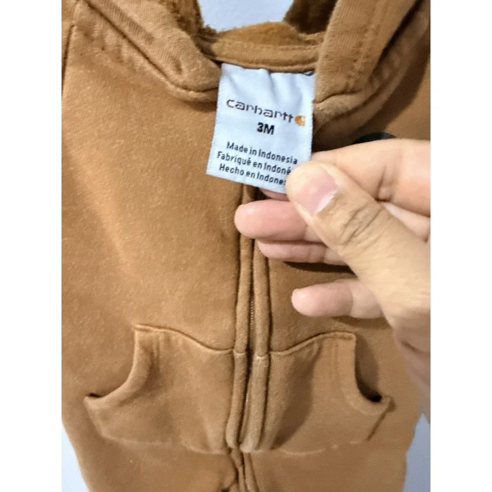 Carhartt Baby 3M Brown Zip Up Hooded One‎ Piece Infant One Piece V